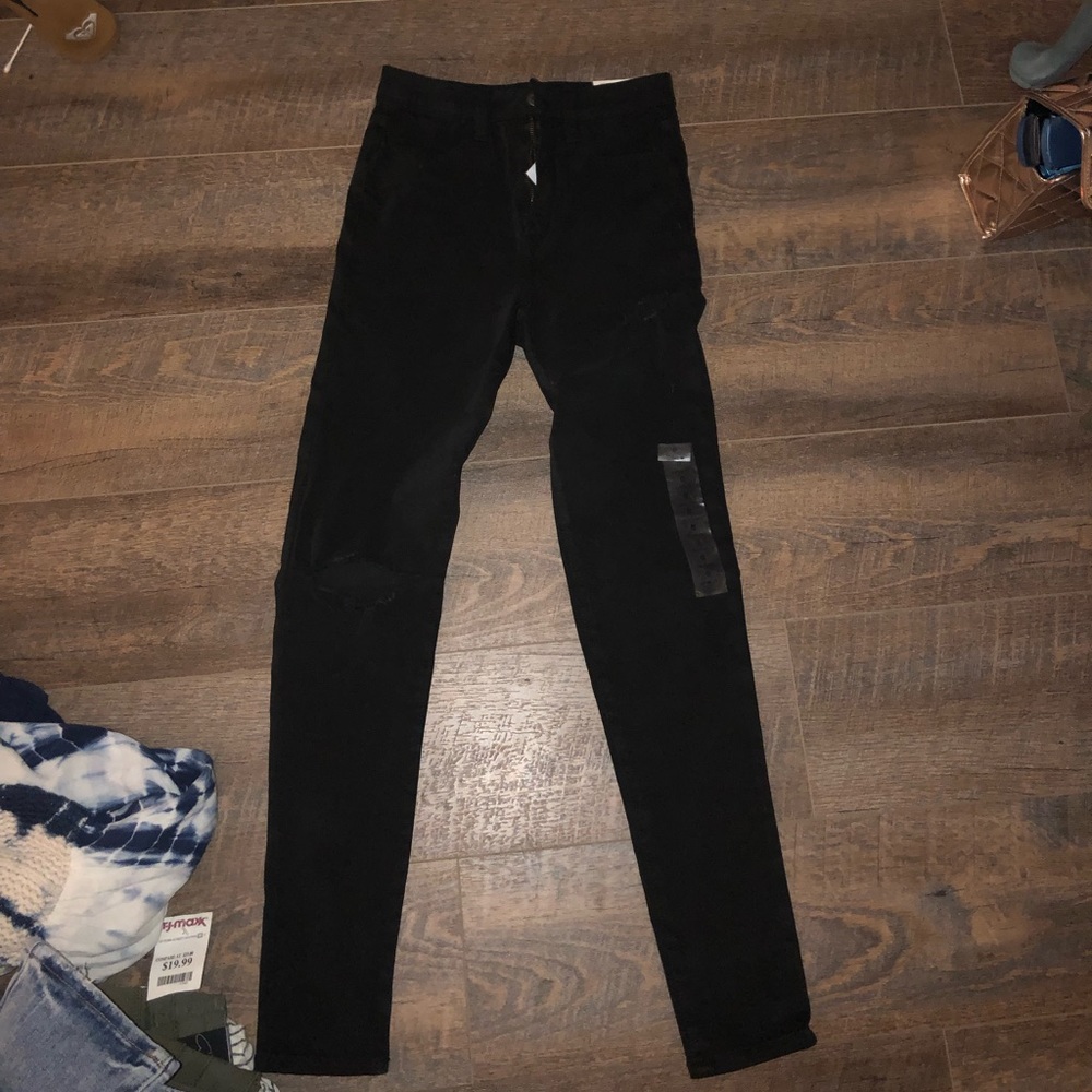 American eagle black jeans with rips